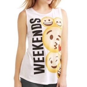 3/$20  Muscle Tank, Weekend Emoji Print
